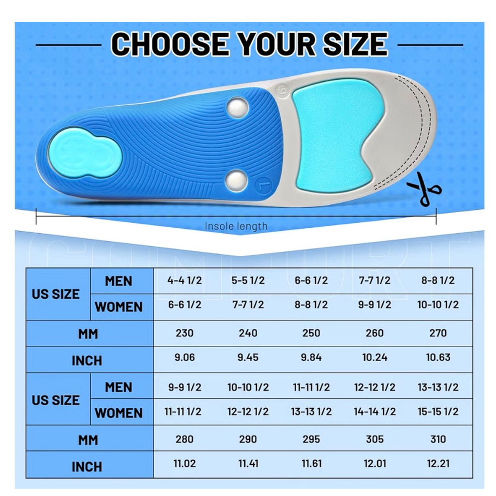 NEW Arch Support Orthotics Insole Plantar Fasciitis 5M/7W - Picture 3 of 8